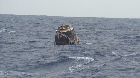 The SpaceX Dragon capsule splashed down in the Pacific Ocean Thursday at :am ET in a momentous end to the California company's test mission to the International Space Station (ISS).